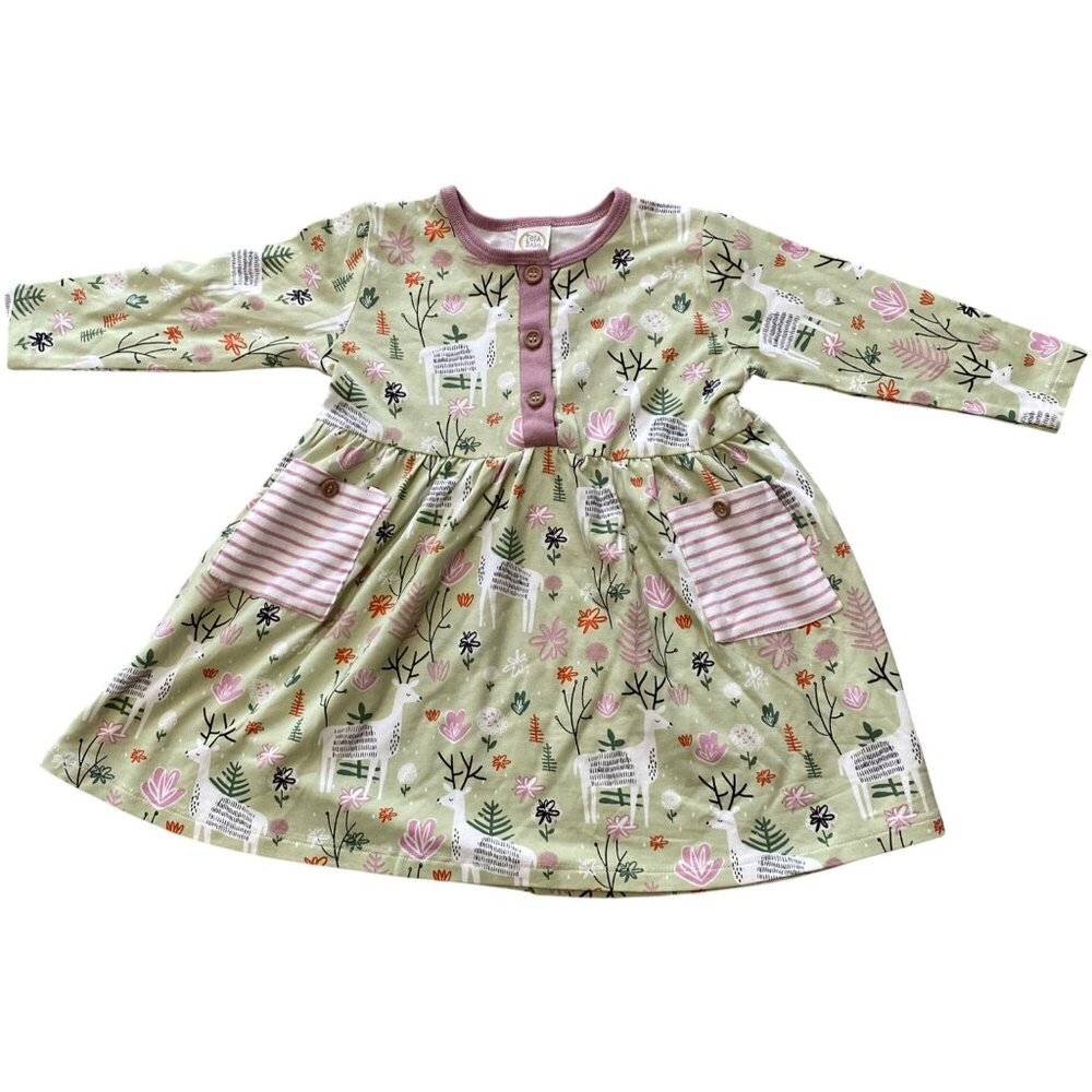 NEW Tesa Babe Short Sleeve Dress Baby Girl Deer Flowers Spring SIze 18/24Month